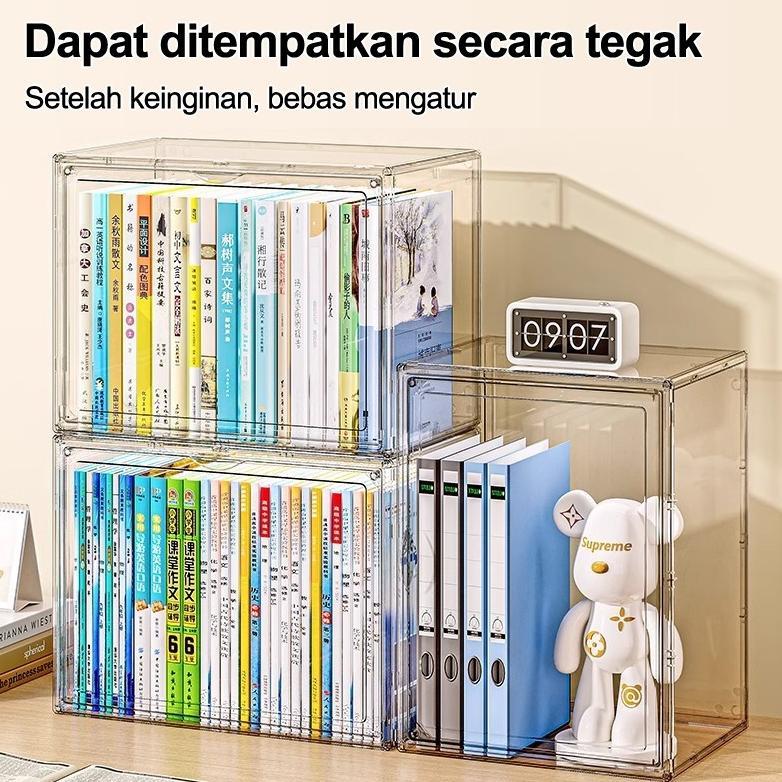GARANSI STOODER Kotak Penyimpanan Buku Kotak Penyimpanan Transparan Kotak Display Akrilik Rak Buku D
