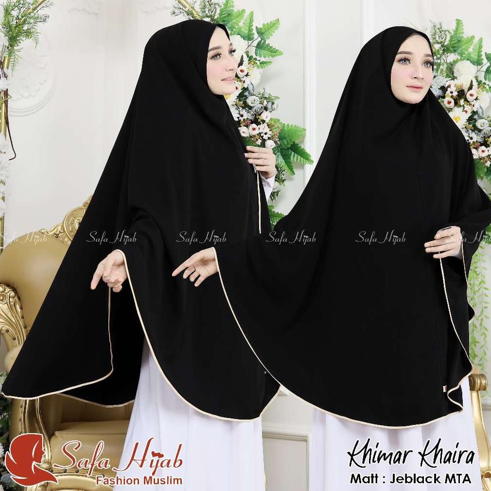 EXCLUSIVE Khimar Syari Jetblack MTA Khimar Khaira Khimar hitam pekat katun arab Fathan_hijabstore