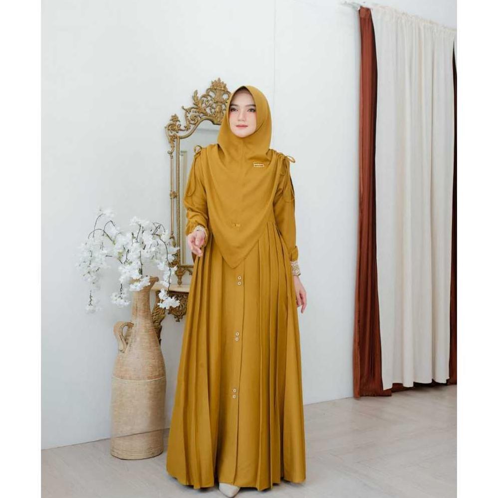 hot deals gamis mawwadah syar'i set khimar cringkle airflow premium - fashion muslim wanita ukuran j