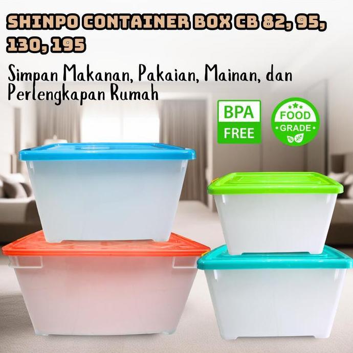 DEAL TERBAIK - Box Container Plastik Jumbo 95L ~ 200L Penyimpanan Besar Tebal Anti Pecah - Ezy Shinp