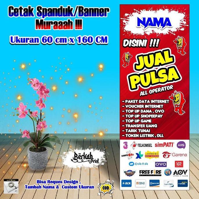 Ready  Spanduk Banner Jual Pulsa / Banner Konter Ukuran 60 cm x 160 cm