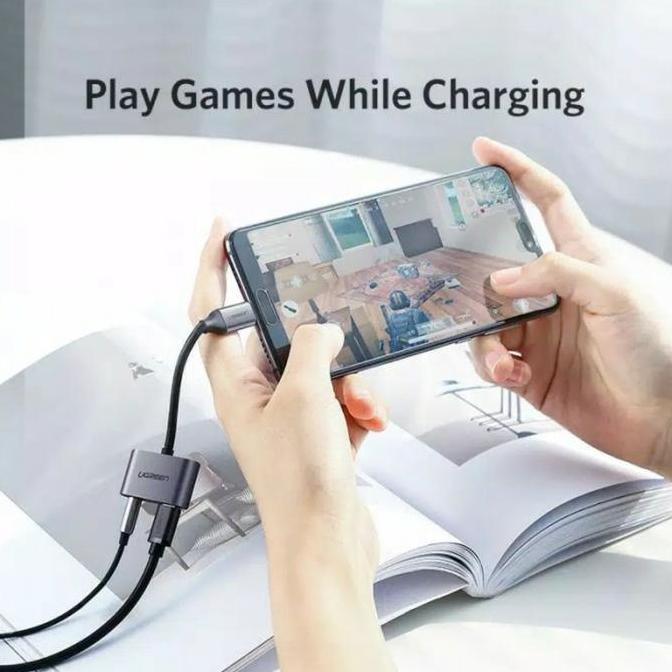 UGREEN ORIGINAL Audio Adapter Type C to Type C and 3.5MM Converter Adaptor Kabel Jack Gaming Splitte