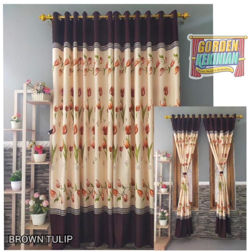 Termurah Gorden Motif Tulip Merah Maroon Ring 12 Gorden Bunga Tulip Maroon Gorden Tulip Maroon Gorde