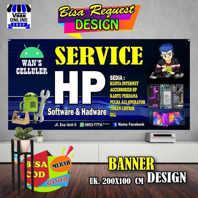 Ready  Spanduk Banner Service Handphone, Service HP, Konter Bagus Keren