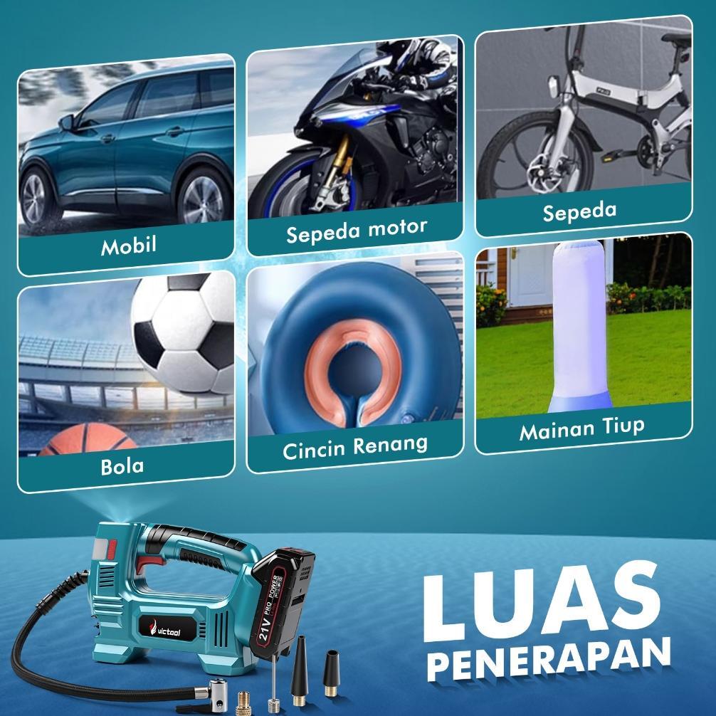 NEW DEALS Victool Pompa Udara Multifungsi Nirkabel Baterai Lithium 21V  Pompa Angin Ban Elektrik Por