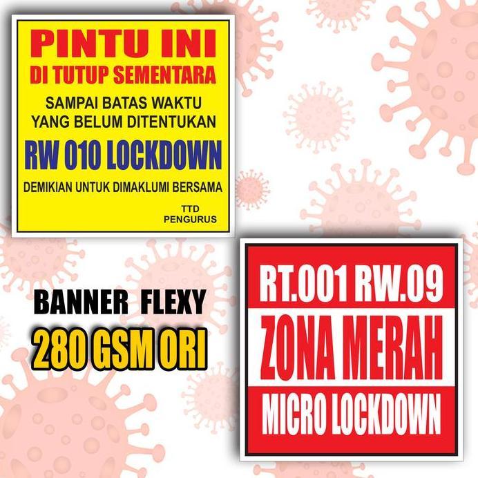 BANNER / SPANDUK COVID ZONA MERAH / LOCKDOWN murah