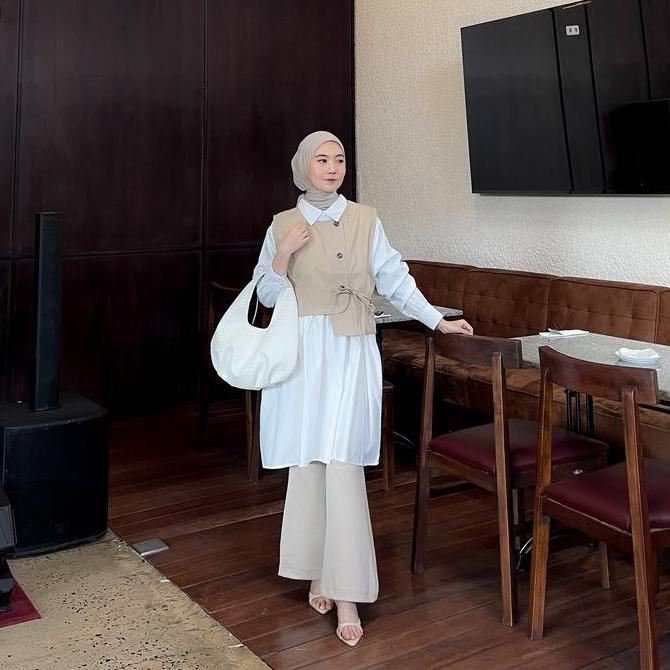 FASH - 1466 Tunik Berbahan Toyobo Mix Twill || Vest Terpisah || Tunik Terbaru || Bisa COD