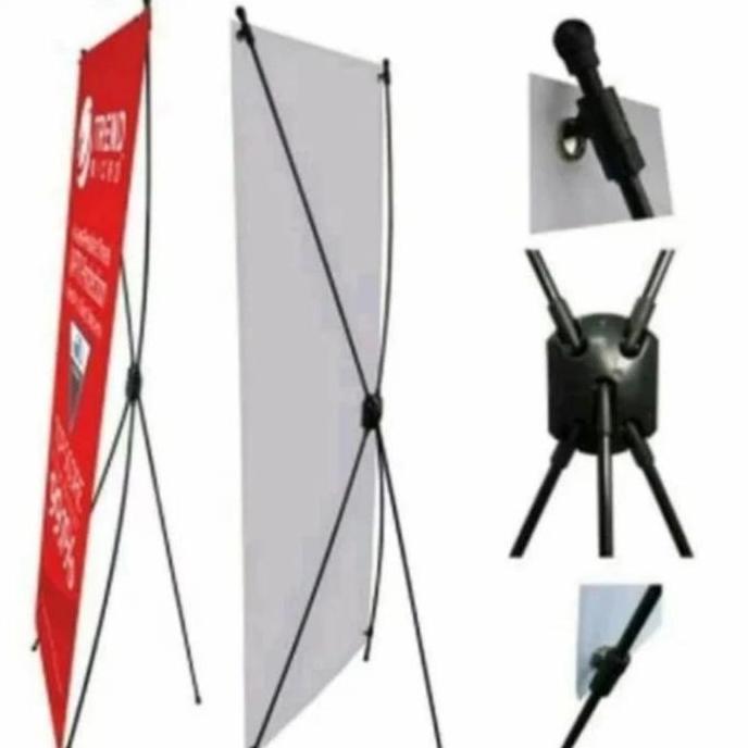 Ready  [JK] BAYAR DI TEMPAT stand rangka x banner fiber 60 X 160 - Y Banner Full Besi Hitam Stel- X 