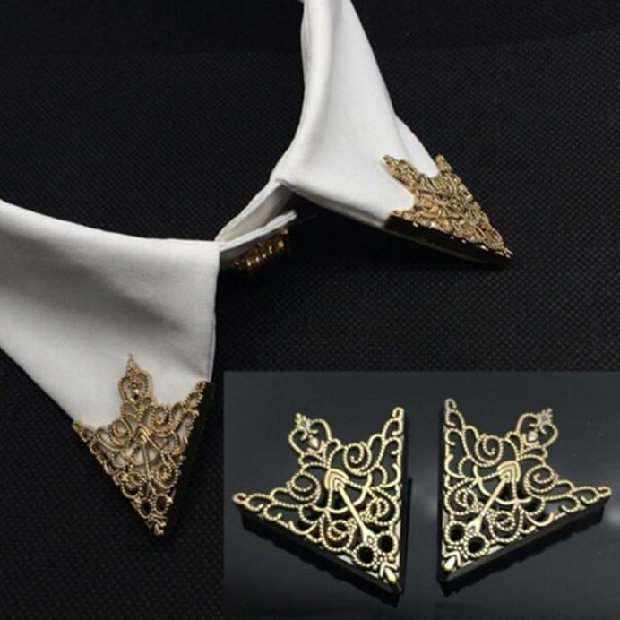 1pair Pin Kerah Kemeja Lapel Pin Bros Jas Segitiga Bros Kerah Baju Pin Kerah Kemeja murah
