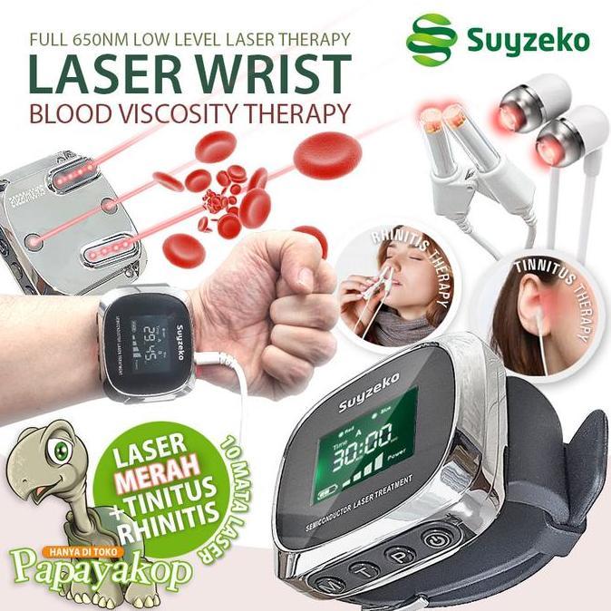 Jam Laser Terapi Kesehatan Darah Jantung dr 10 Mata Akupuntur Suyzeko full Red 650nm