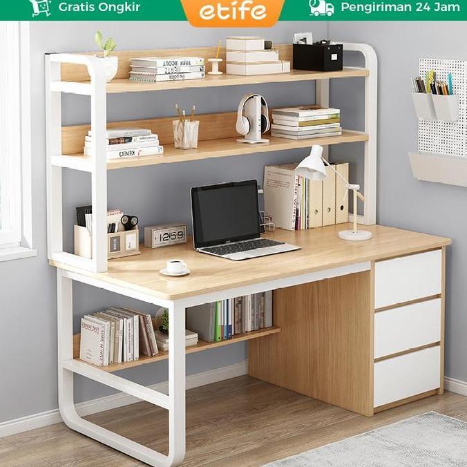 Etife Meja / Meja Belajar / Meja Kerja / Meja Degeng Rak Buku / Meja Rak / Lemari Laci / Meja Laci /