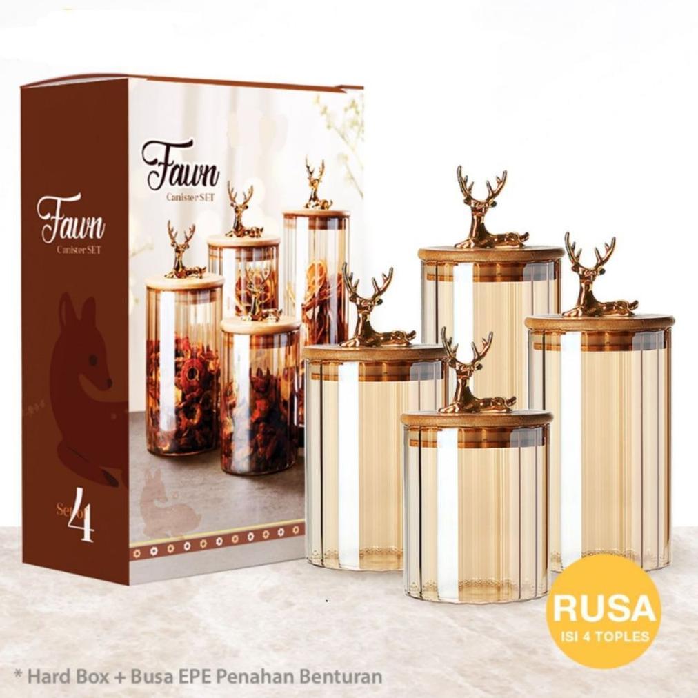 1SET TOPLES TANDUK RUSA PENYIMPANAN CAMILAN KACA BENING/TOPLES MAKANAN SERBAGUNA / TOPLES KACA / JAR