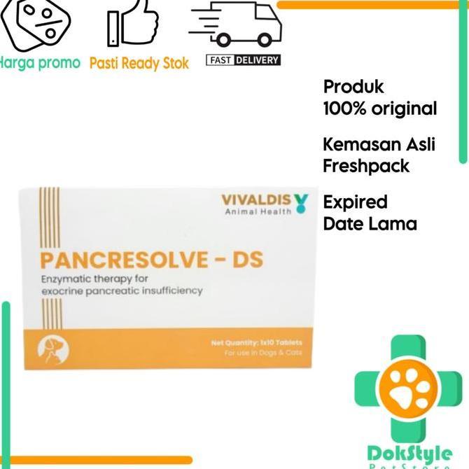 Pancresolve Ds Double Strength Dosis 2 Kali Lebih Besar Enzym Pencernaan Hewan 10Tabs/Strip
