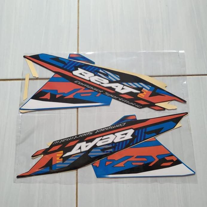 Striping Sticker Motor Honda beat fi 2021 hitam-biru murah