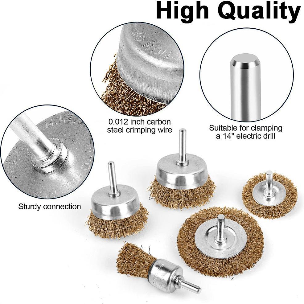 Promo  (Cod) Mata Bor Sikat Kawat Besi 5 Pcs Wire Brush Bor Mangkok Mata Bor Kawat Bor Sikat Kawat K