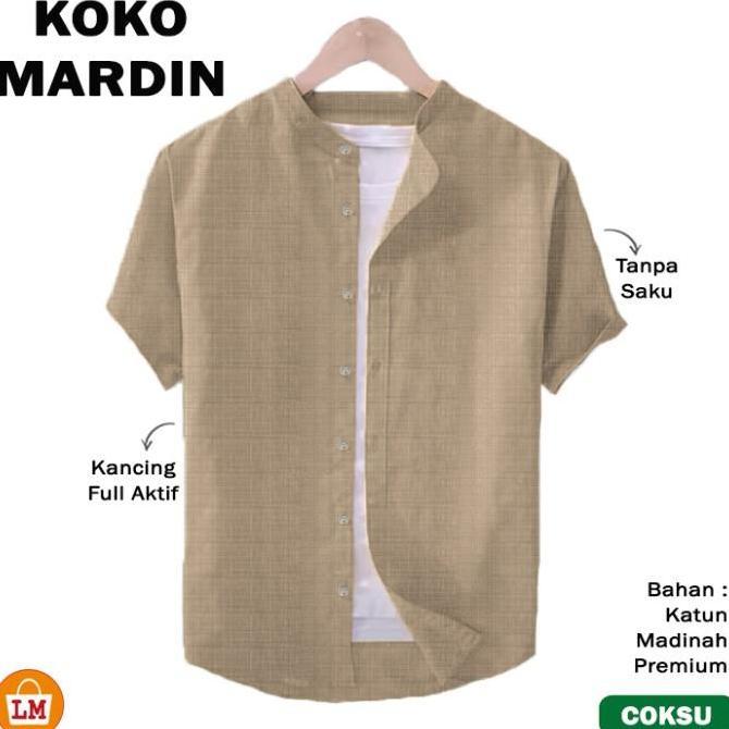 NEW BAJU KOKO PRIA MUSLIM MARDIN KATUN MADINAH PREMIUM LENGAN PENDEK JUMBO SIZE M-2XL 30450 ORI