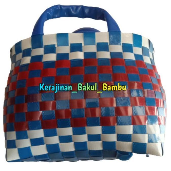 Tas Anyaman Kaca Model Kembung Ukuran Mini Unyil tas kerajinan tangan dari anyaman plastik sintetis 