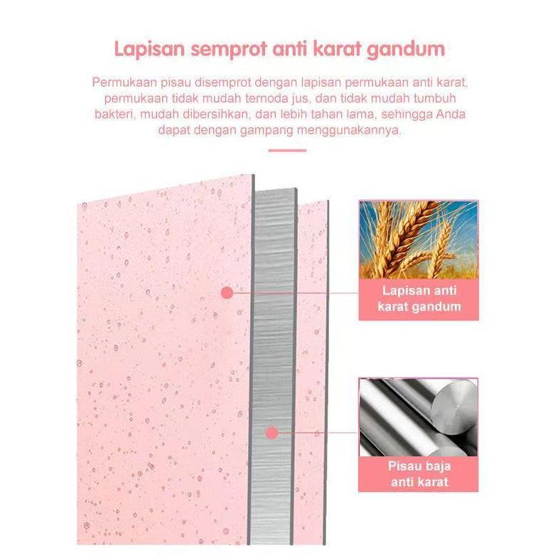 NEW PISAU SET EAEAABCH STAINLESS DILAPIS ANTI LENGKET 1 SET ISI 6 WARNA CANTIK