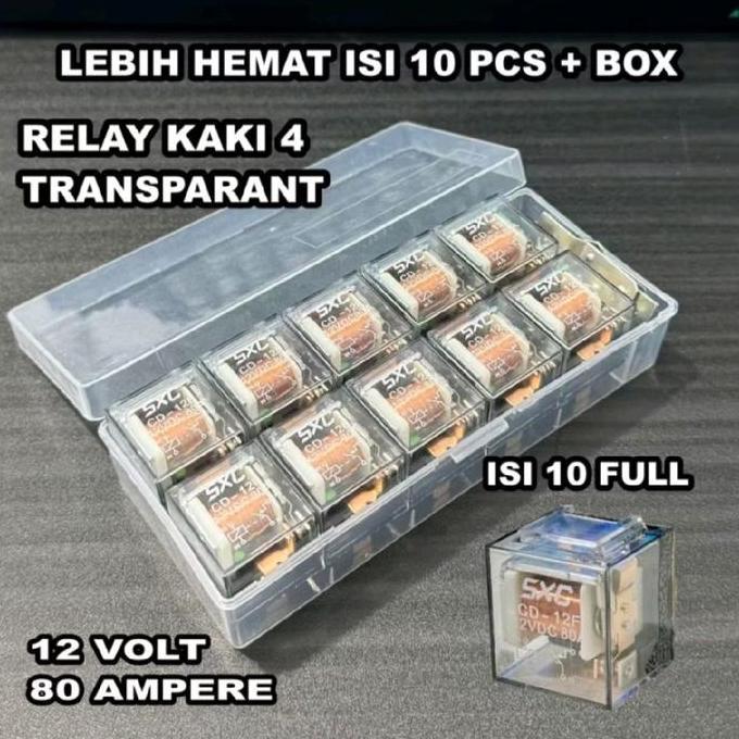 (Isi 10 Pcs ) Relay Rilay Rilai Klakson Kelakson Lampu Tembak Sorot Led Alarm Motor Mobil 4 Pin Kaki