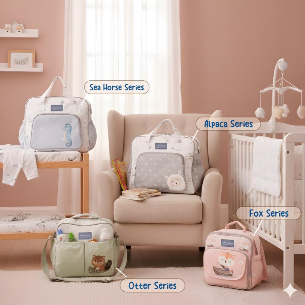 CUCI GUDANG Tas Bayi Omiland Tas Multifungsi Tas Selempang Diaper Bag Besar Medium Kecil Banyak Kant