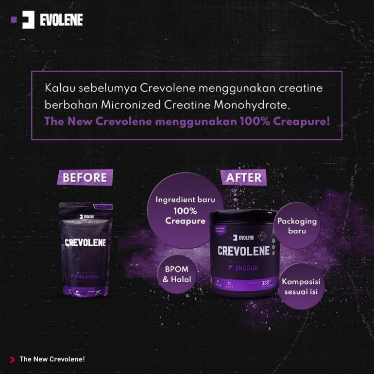 BEST SALE EVOLENE Crevolene Creatine Evolen | isi 330gr 60 serving | BPOM & HALAL | PREVO PRE WORKOU