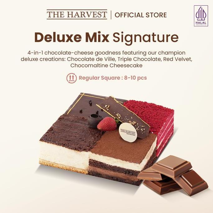 Deluxe Mix Signature Regular Square | Kue Ulang Tahun Rasa Dengan Pilihan 4 Rasa Coklat Dan Keju Pre
