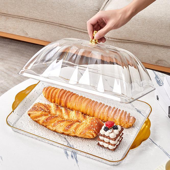 Nampan Tray Food Tray Transparan Aesthetic Dengan Tutup Wadah Makanan