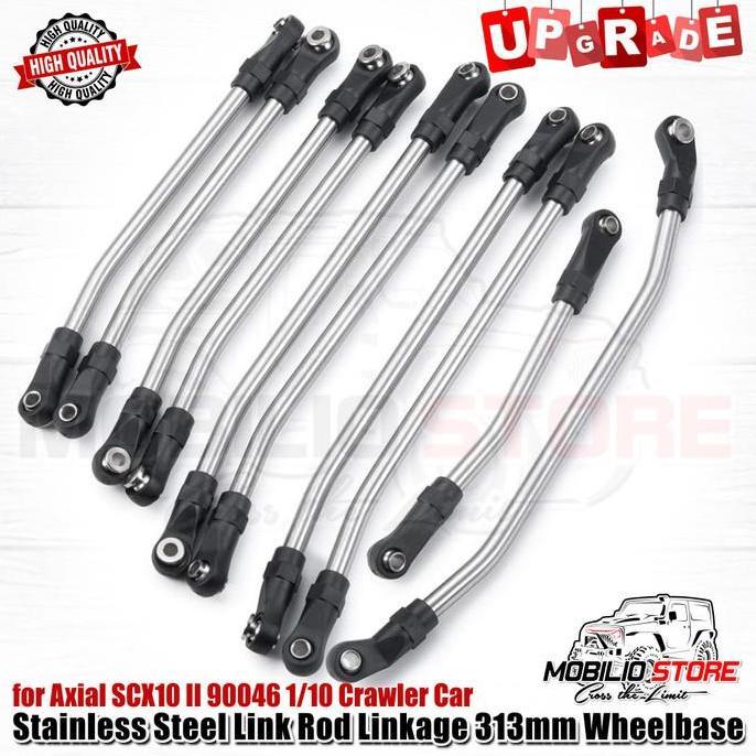 Stainless Steel Link Rod Linkage 313 mm Wheelbase for Axial SCX10 II  Remote Control