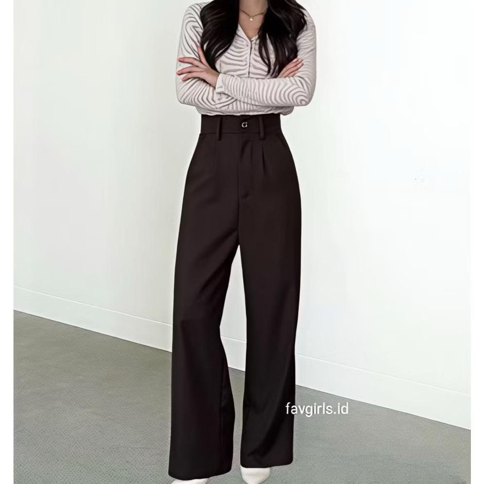 LIMITED Viona Pants - Celana Panjang wanita Highwaist - Losee Pants Celana Kulot Anti Kusut KEKINIAN