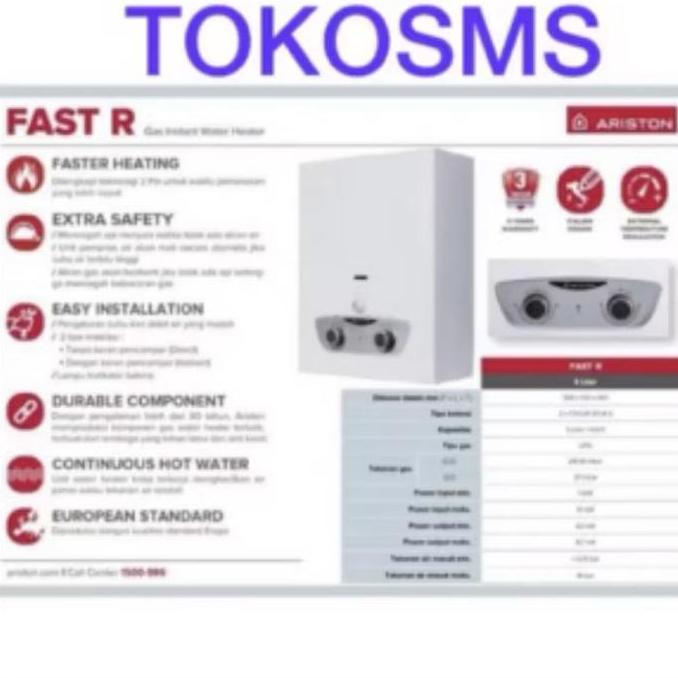 TERLARIS WATER HEATER GAS ARISTON FAST R PEMANAS AIR  ARISTON FAST R GAS PEMANAS AIR INSTANT LPG FAS