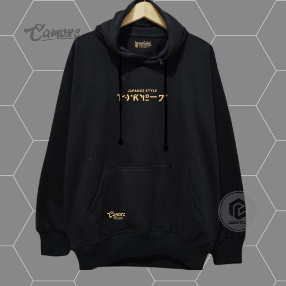 TERBARU Hudie Pria Oversize Hitam List Tokyo Japanes Hoodie Cowok Cewek Distro Original Camoxs Brand
