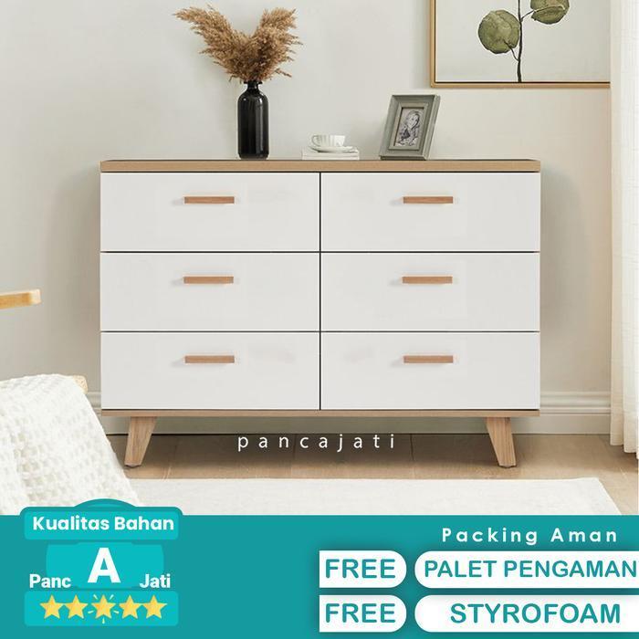 Lemari laci 6 Susun Warna Serat Kayu Laci Putih Handel Kayu