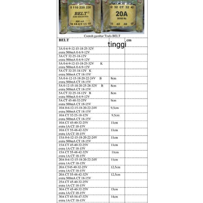 Trafo Belt 20A 55v ct | transformator 20 A ct55v BELT ORI tinggi 12,5cm