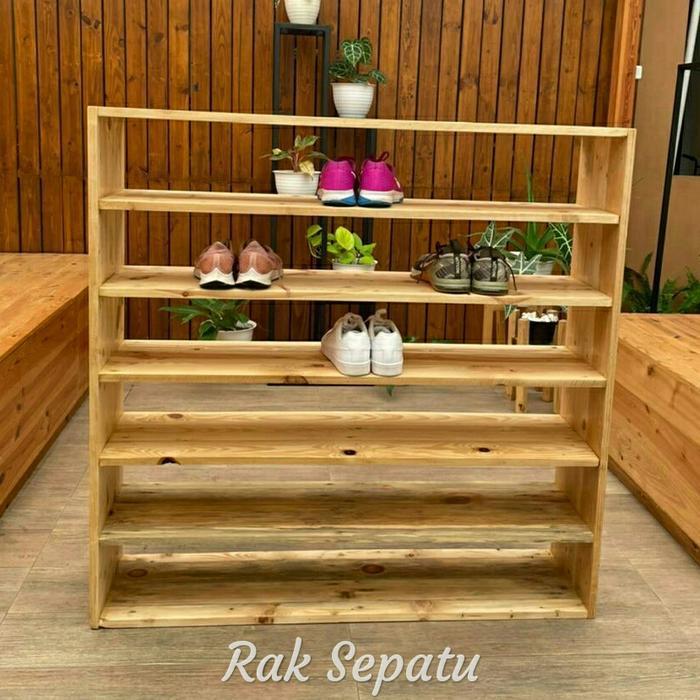 rak sepatu jati belanda kayu