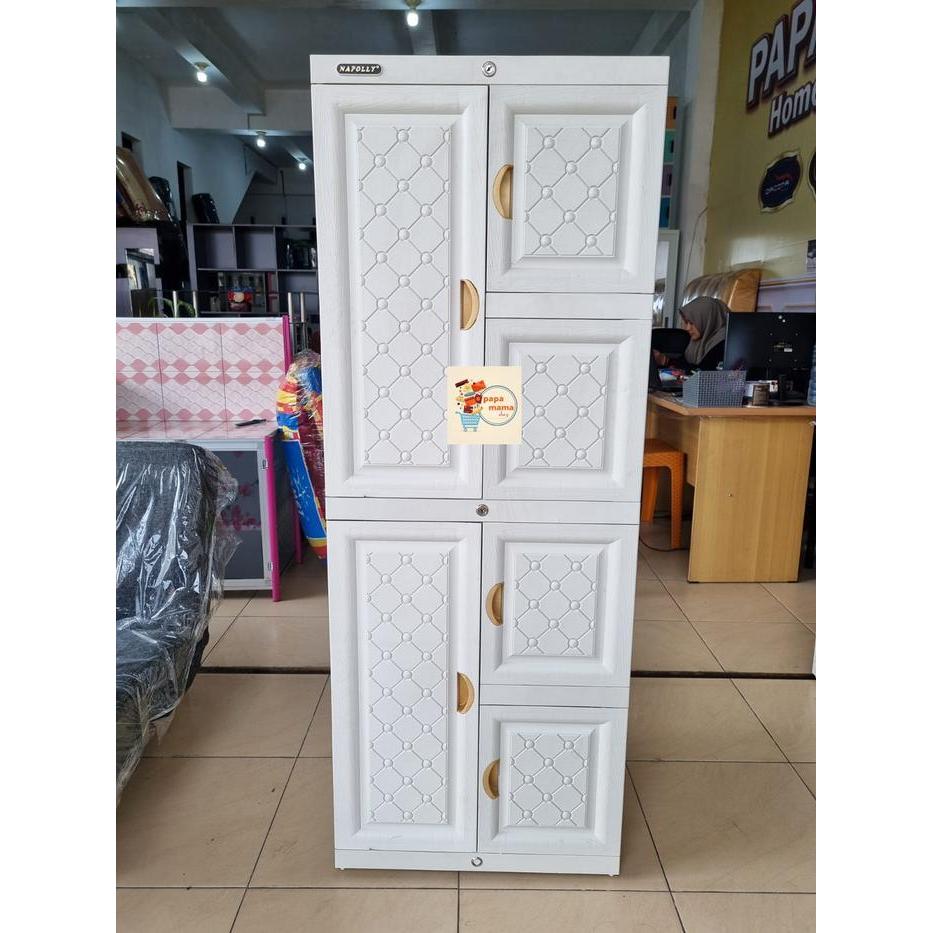 Napolly Lemari Plastik 4 Tingkat Putih Polos - Lemari Anak Kost - Lemari Murah Medan