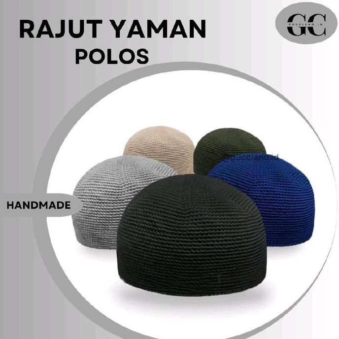 NEW GUCCIANO - PECI RAJUT YAMAN PRIA DEWASA POLOS HANDMADE DENGAN BAHAN BENANG KATUN PREMIUM KOPIAH 