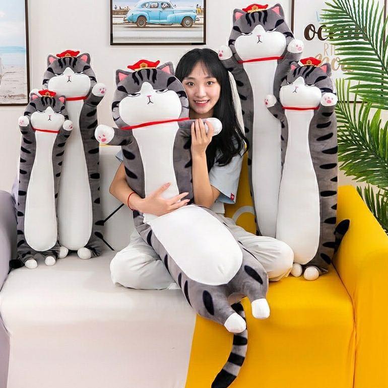 Bergaransi Boneka Bantal Guling Kucing Furyu Cat Hoki Super Jumbo Lucu, Halus, Lembut.