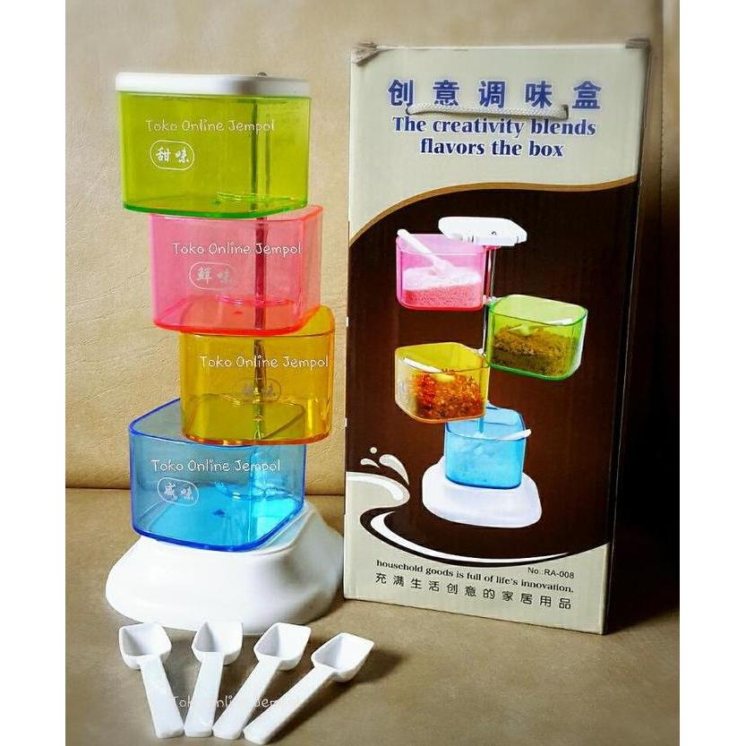 Tempat Bumbu Rainbow Miracle Tingkat 4 Kotak Seasoning Jar