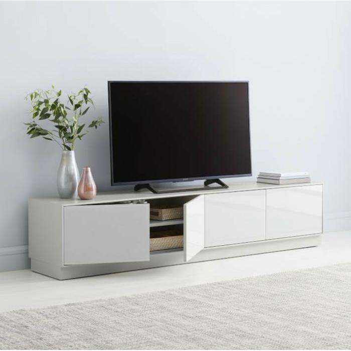 MEJA TV KABINET MINIMALIS PUTIH GLOSSY 180 CM ANTI GORES ANTI AIR HPL