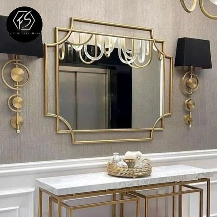 cermin aesthetic dinding stainless gold miror kaca cermin hias ruang tamu