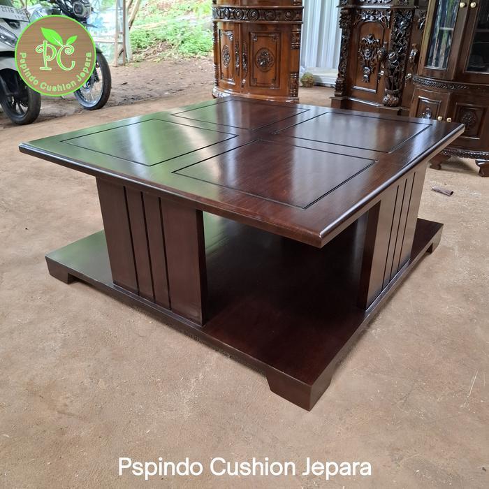 Meja tamu minimalis kayu jati solid, meja tamu jati mewah , meja tamu jati bentuk kotak , meja sofa 