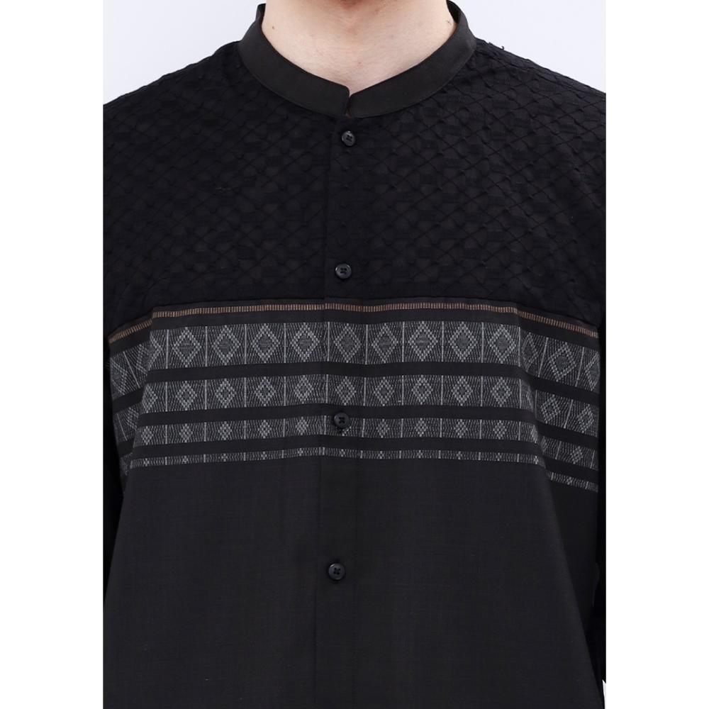 ORIGINAL MANZONE KEMEJA KOKO LENGAN PANJANG PRIA BASYAR - BLACK