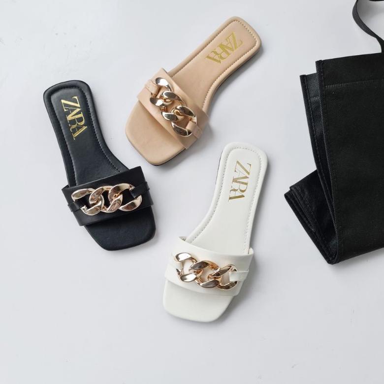 Recommended Sandal Flat Zara Sandal Zara Teplek Sandal Zara Wanita Terbaru Motif Rantai