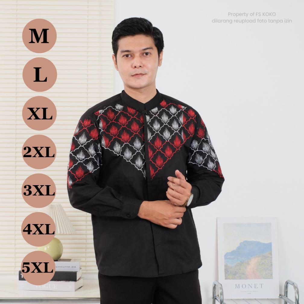 FAVORIT BIG SIZE JUMBO BAJU KOKO BORDIR PRIA DEWASA SIZE JUMBO XL XXL XXXL 4L 5L