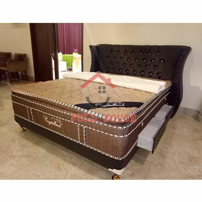 Set Springbed kasur multibed divan laci sandaran raja kancing 180