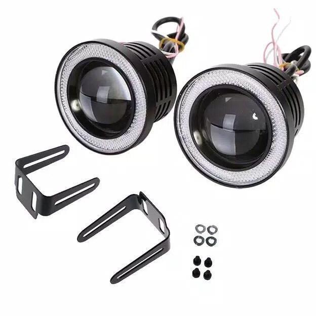 Diskont Sepasang Fog Lamp Angel Eyes Led 89Mm Eye 89 Mm Lampu Kabut Mobil Bemper Depan Sorot Foglamp