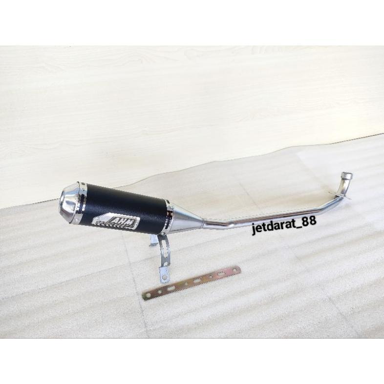 Grade Ori Knalpot Racing Brong Ahm Coating Hitam Untuk Motor Bebek All Varian/Type. Jupiter Z. Supra