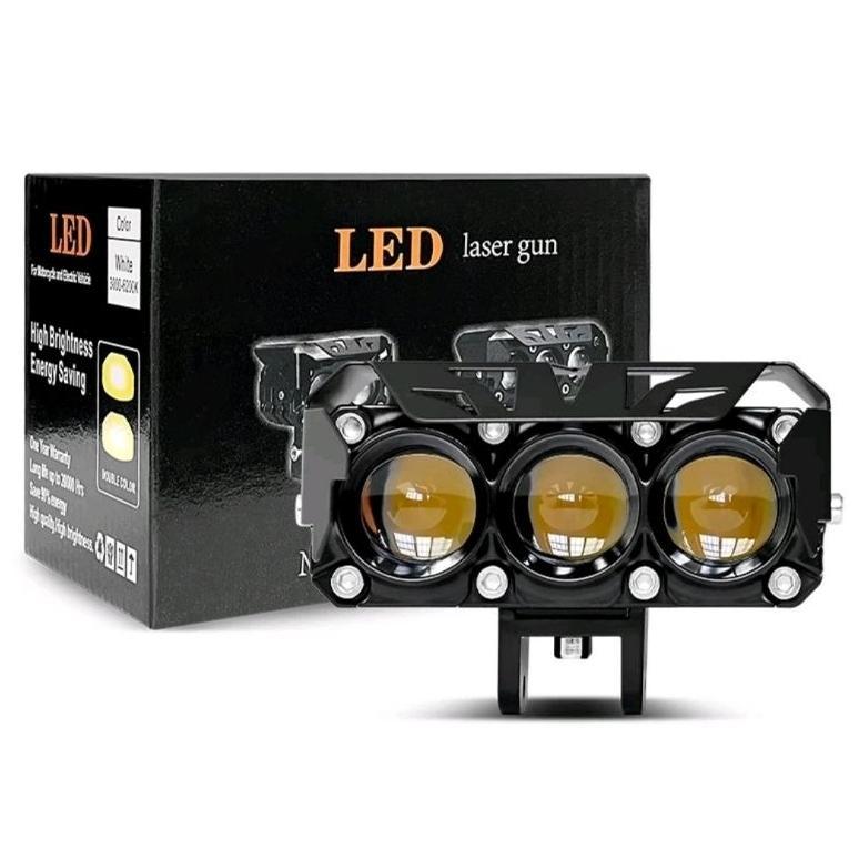 Saless Lampu Tembak Sorot Depan Mobil 3 Mata Led Motor 12V Putih Kuning White Yellow Agya Calya Avan