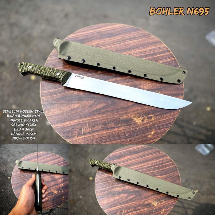 pisau golok sembelih super tajam baja bohler k110 siap pakai