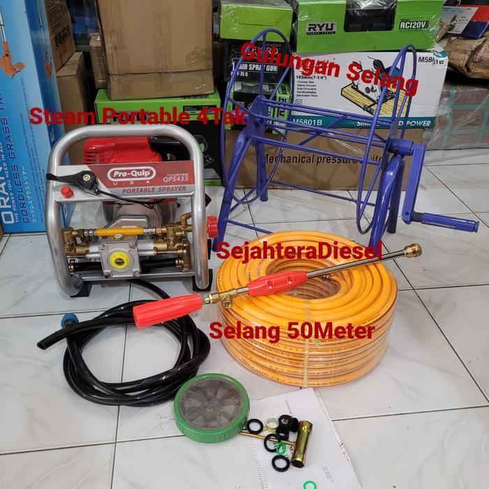Steam Portable Power Sprayer 4Tak PROQUIP QP435+Selang 50Meter +Gulung